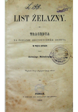 List żelazny 1856 r.