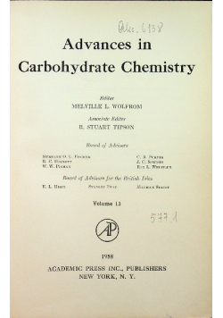 Advances in Carbohydrate Chemistry Tom 13