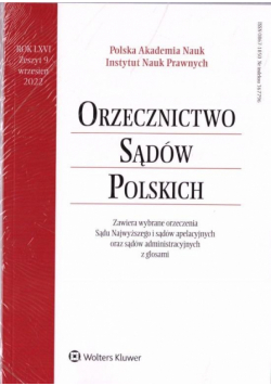 Orzecznictwo Sądów Polskich 9/2022