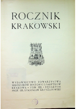 Rocznik Krakowski Tom XIII 1911 r