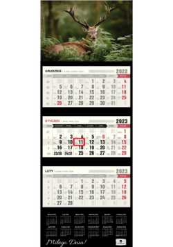 Kalendarz 2023 ścienny trójdzielny premium Jeleń