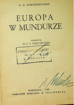Europa w mundurze 1935 r.