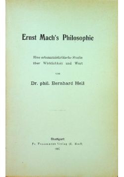 Ernst machs philosophie 1907 r.