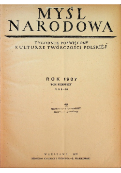 Myśl Narodowa rok 1937 tom I