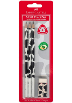 Ołówek trójkątny Krowa 3szt. + gumka FABER CASTELL