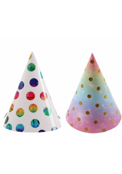 Czapeczki papierowe kropki 16cm 6szt
