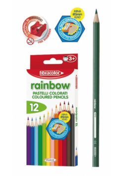 Kredki Rainbow 12 kol+temperówka FIBRACOLOR