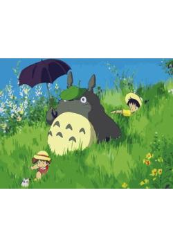Malowanie po numerach - Totoro i dzieci 30x40cm