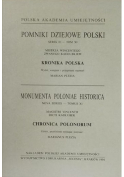 Pomniki Dziejowe Polski Seria II - Tom XI