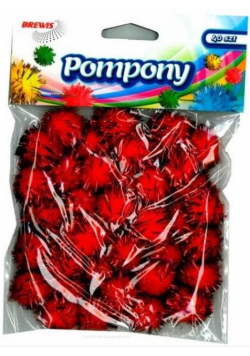Pompony metaliczne czerwone 2cm 40szt