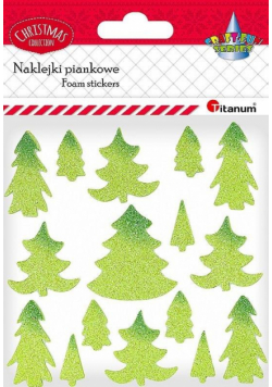 Naklejki piankowe brokatowe choinki mix 17szt.