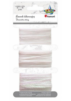 Sznurek nylonowy 1.5mmx5m + wstążka 5mm perła 3szt