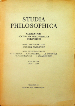Studia Philosophica volumen IV