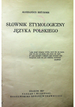 Słownik etymologiczny języka polskiego 1927 r.