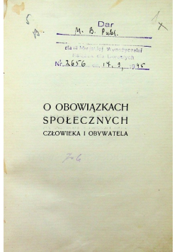 O Obowiązkach Społecznych Człowieka i Obywatela 1906 r.