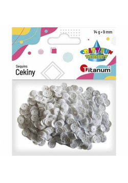 Cekiny okrągłe 9mm pastelowe białe 14g