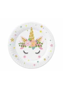 Talerzyki papierowe Jednorożec 18cm 6szt