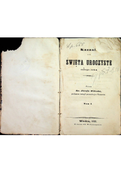 Kazania na Święta Uroczyste całego roku Tom I 1843 r.