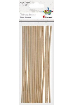 Drewniane patyczki okrągłe dekoracje 3x150mm 20szt