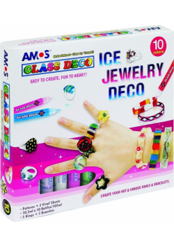 Farby witrażowe Glass Deco 10 kol.+biżuteria AMOS
