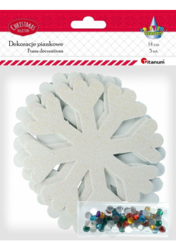 Piankowe śnieżynki białe 5szt. + kryształki