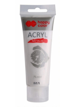 Farba akrylowa 75ml satynowe srebro HAPPY COLOR