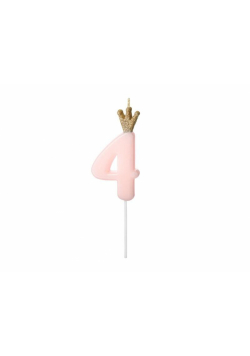 Świeczka urodzinowa 4 jasny różowy 9,5cm