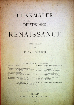 Denkmaler Deutscher Renaissance V 25 tablic 1884 r.