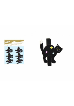 Klamerka drewniana Halloween kot 6szt