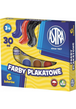 Farby plakatowe w tubach 6 kolorów 30ml ASTRA
