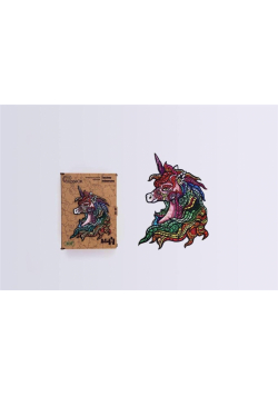 Puzzle drewniane eko 76 Tęczowy jednorożec A4
