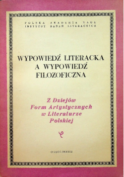 Wypowiedź literacka a wypowiedź filozoficzna