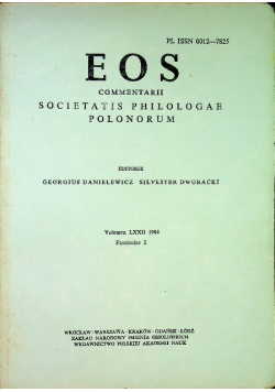 Eos volumen LXXII