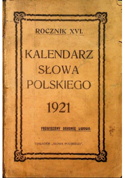 Kalendarz słowa polskiego 1921, 1929 r.