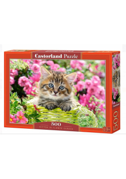 Puzzle 500 Kitten in Flower Garden CASTOR