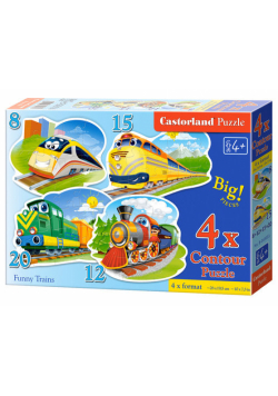4x1 Contour Puzzle 8-12-15-20 Funny Trains