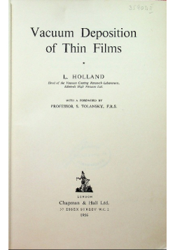 Vacuum Deposition of Thin Films