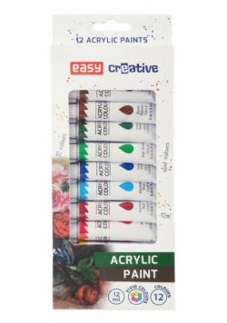 Farby akrylowe 12 kolorów EASY