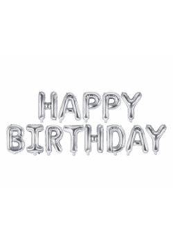 Balon foliowy Happy Birthday 340x35cm srebrny