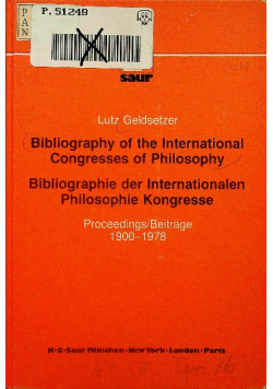 Bibliography of the international congresses of philosophy
