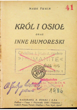 Król i osioł oraz inne humoreski 1925 r.