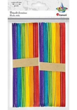 Drewniane patyczki proste 18x150mm mix kolor 50szt