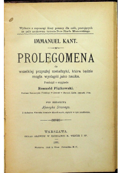 Kant Immanuel - Prolegomena