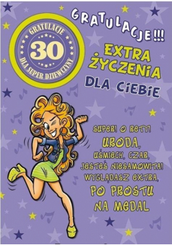 Karnet Party naklejany B6+koperta Urodziny 30 wz08