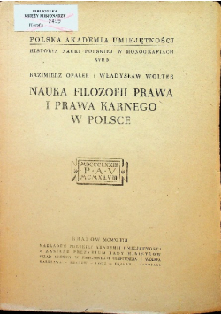 Nauka filozofii prawa i prawa karnego w Polsce 1948 r.