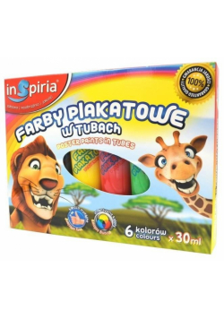 Farby plakatowe w tubach 6 kolorów 30ml