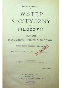 Wstęp krytyczny do filozofii 1903 r.
