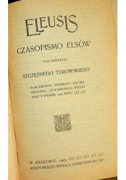 Eleusis Czasopismo elsów 1903 r.