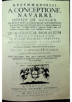 R P F Emmanuelis a Conceptione Navarri Oppidi de Azagra Reprint z 1693 r.