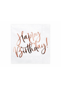 Serwetki Happy Birthday białe 33x33cm 20szt